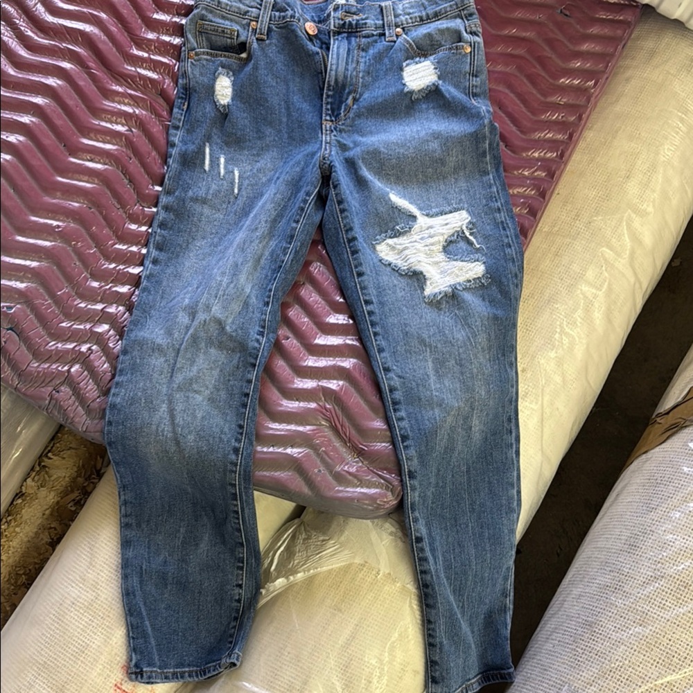 Distressed Blue Jeans